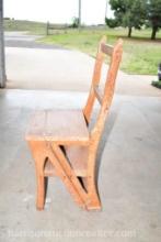 WOODEN CONVERTIBLE STEPLADDER AND CHAIR COMBO