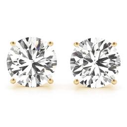 Certified 1.08 CTW Round Diamond Stud Earrings D/SI2