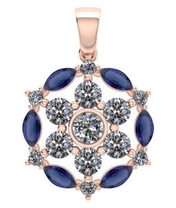 Certified 1.30CTW Genuine Blue Sapphire And Diamond 14K Rose Gold Pendant