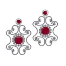 4.14 Ctw SI2/I1 Ruby and Diamond 14K White Gold Earrings