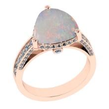 4.33 Ctw SI2/I1 Opal and Diamond 14K Rose Gold Engagement Ring