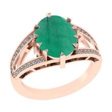 3.71 Ctw SI2/I1 Emerald and Diamond 14K Rose Gold Engagement Ring