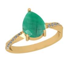 2.11 Ctw SI2/I1 Emerald And Diamond 14K Yellow Gold Engagement Ring