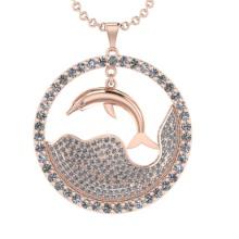 5.09 Ctw SI2/I1 Diamond 14K Rose Gold Zodiac Sign Fish pendant necklace