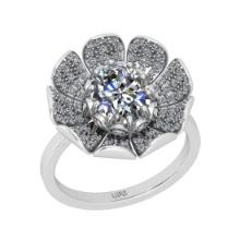 1.60 Ctw GIA Certificate Diamond Set 14K White Gold Engagement Ring