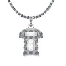 4.62 Ctw SI2/I1 Diamond 14K White Gold Cricket theme pendant necklace