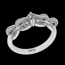 0.77 Ctw VS/SI1 Diamond 14K White Gold Vintage Style Ring