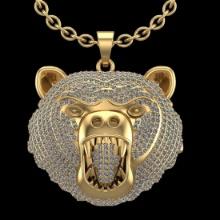 3.75 Ctw SI2/I1 Diamond 18K Yellow Gold Bear Pendant Necklace