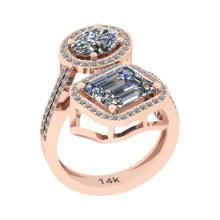 3.97 Ctw VS/SI1 Diamond 14K Rose Gold Engagement Ring
