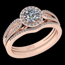 1.02 Ctw SI2/I1 Diamond 14K Rose Gold Engagement Halo Set Ring