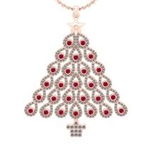 2.89 Ctw SI2/I1 Ruby and Diamond 14K Rose Gold Necklace
