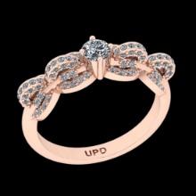 0.77 Ctw VS/SI1 Diamond 14K Rose Gold Vintage Style Ring