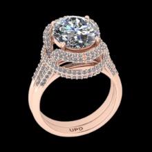 4.84 Ctw VS/SI1 Diamond14K Rose Gold Vintage Style Ring