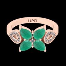 2.13 Ctw VS/SI1 Emerald And Diamond Prong Set 14K Rose Gold Vintage Style Ring