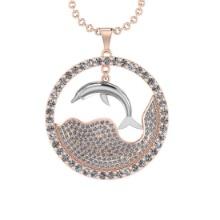 5.09 Ctw SI2/I1 Diamond 14K White and Rose Gold two tone Zodiac Sign Fish pendant necklace
