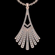 1.11 Ctw SI2/I1 Diamond 14K Rose Gold Pendant Necklace