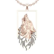 1.06 Ctw SI2/I1 Diamond 14K Rose Gold Fox pendant necklace