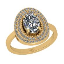 1.83 Ctw HRD Certificate Diamond Set 14K Yellow Gold Engagement Ring