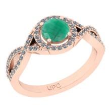 0.91 Ctw SI2/I1 Emerald And Diamond 14K Rose Gold Infinity Wedding Halo Ring