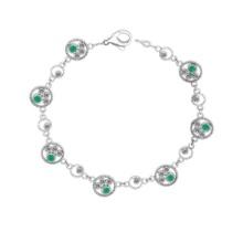 1.68 Ctw SI2/I1 Emerald and Diamond 14K White Gold Bracelet