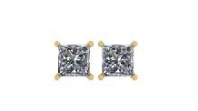 Certified 1 CTW Princess Diamond Stud Earrings I/SI1