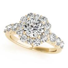 CERTIFIED 18K YELLOW GOLD 2.08 CTW J-K/VS-SI1 DIAMOND HALO ENGAGEMENT RING