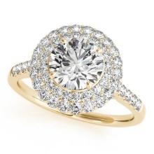 CERTIFIED 18K YELLOW GOLD 1.30 CTW J-K/VS-SI1 DIAMOND HALO ENGAGEMENT RING