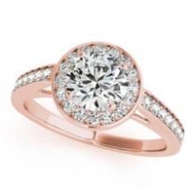 CERTIFIED 18K ROSE GOLD .87 CTW J-K/VS-SI1 DIAMOND HALO ENGAGEMENT RING