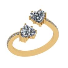 1.17 Ctw SI2/I1 Diamond Prong Set 14K Yellow Gold Bypass Promises Ring