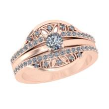 0.68 Ctw SI2/I1 Diamond Style 14K Rose Gold Engagement set Ring