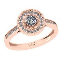 0.42 Ctw SI2/I1 Diamond 14K Rose Gold Halo Ring