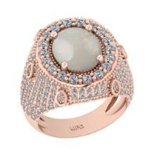 6.25 Ctw I2/I3 Opal And Diamond 14K Rose Gold Engagement Ring