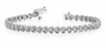 14KT WHITE GOLD 1 CTW G-H VS2/SI1 HEART LINK DIAMOND BRACELET