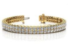 14KT YELLOW GOLD 4 CTW G-H VS2/SI1 TIMELESS TWO ROW DIAMOND TENNIS BRACELET