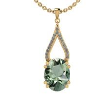 16.61 Ctw I2/I3 Green Amethyst And Diamond 10K Yellow Gold Pendant