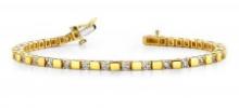 14K YELLOW GOLD 1 CTW G-H SI2/SI3 ALTERNATING DIAMOND BLOCK HARMONY TENNIS BRACELET