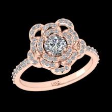 0.92 Ctw SI2/I1 Diamond 18K Rose Gold Engagement Ring