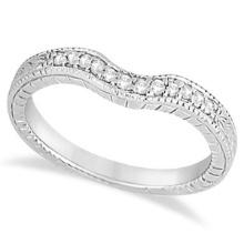 Antique style Style Pave-Set Diamond Wedding Band in platinum 0.12 ctw