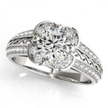 CERTIFIED PLATINUM .88 CTW J-K/VS-SI1 DIAMOND HALO ENGAGEMENT RING