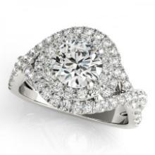 CERTIFIED PLATINUM 1.54 CTW J-K/VS-SI1 DIAMOND HALO ENGAGEMENT RING