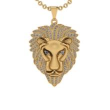 1.65 Ctw VS/SI1 Diamond 14K Yellow Gold Lion Necklace(ALL DIAMOND ARE LAB GROWN )