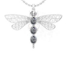 1.50 Ctw VS/SI1 Diamond 14K White Gold Dragonfly Necklace (ALL LAB GROWN ARE DIAMOND)