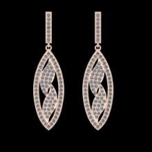 3.52 Ctw VS/SI1 Diamond 10K Rose Gold Dangling Earrings