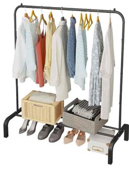 JIUYOTREE Metal Clothing Rack, 43.3 Inches Garment Rack with Bottom Shelf for Hanging Clothes