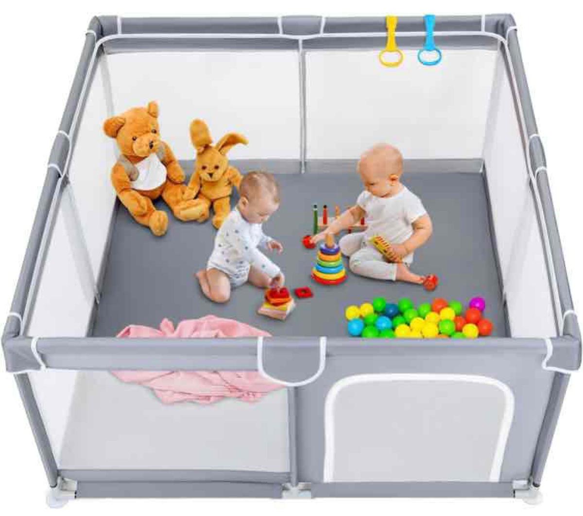 TODALE Baby Playpen 50?...50? Gray Playpen for Babies and Toddlers