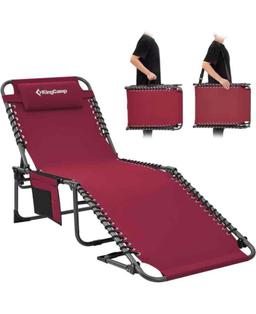 KingCamp Folding Outdoor Chaise Lounge Chair, 5-Position Adjustable for Beach, Sunbathing