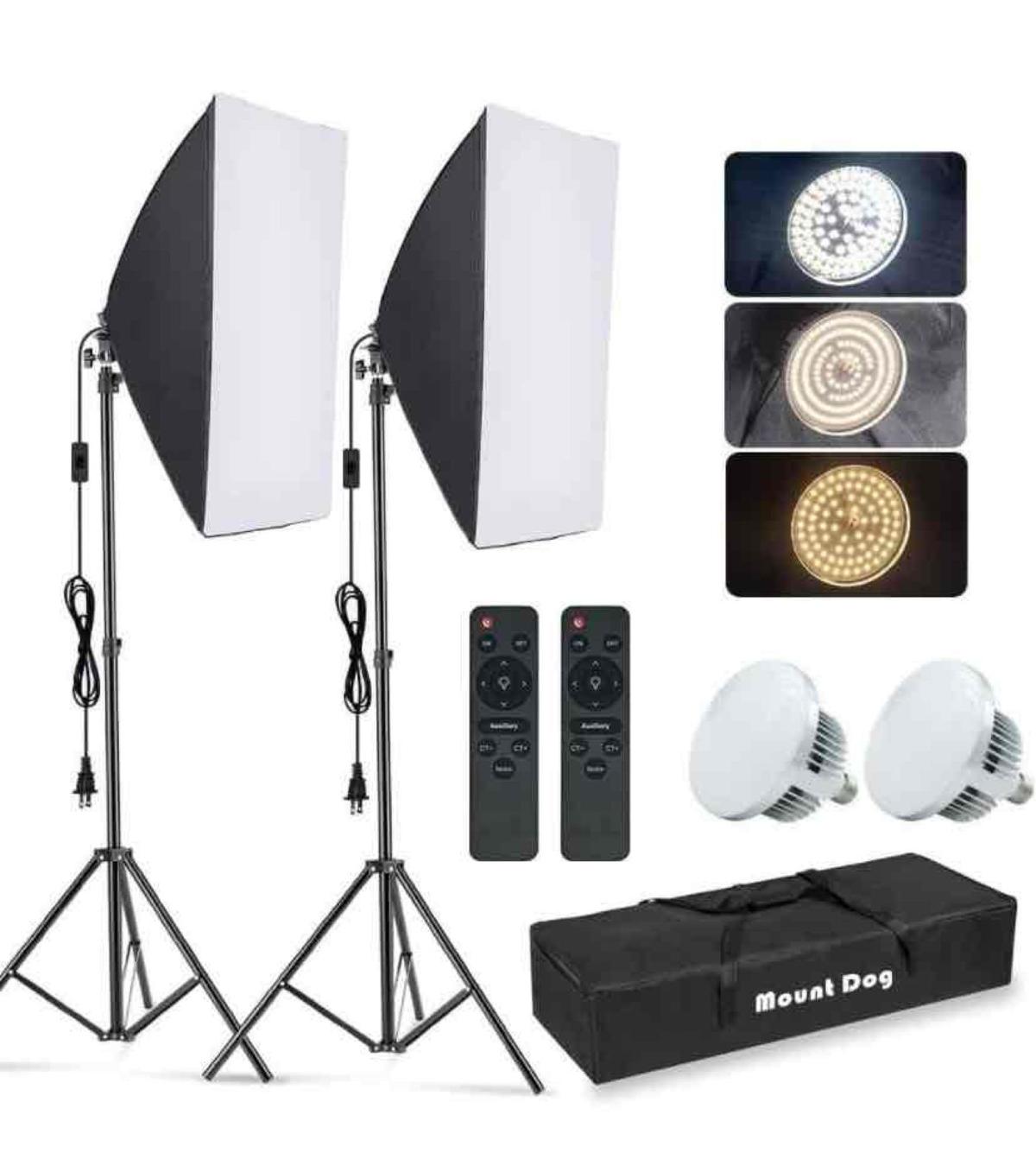 MOUNTDOG Softbox Lighting Kit, 2x19.7"x27.5" Photography Continuous Lighting System with 2pcs 85W