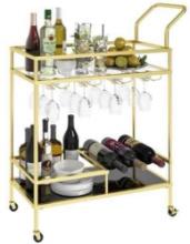 Juyoupro Home Bar Serving Cart with Wheels and Handle 78x41x13.5cm