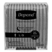 Depend Night Defense Adult Incontinence Underwear for Men, Overnight, L, Grey