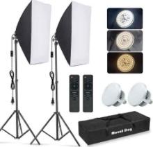 MOUNTDOG Softbox Lighting Kit, 2x19.7"x27.5" Photography Continuous Lighting System
